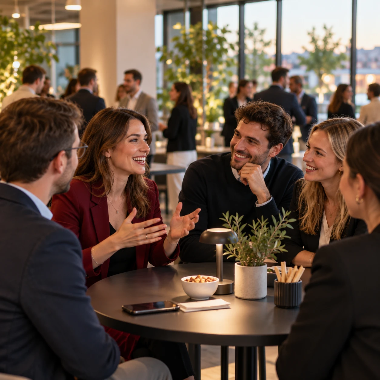 Alumni im Gespräch an einem Tisch bei einem Club-Event